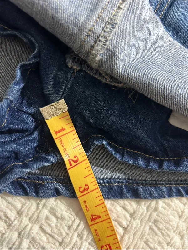 Edikted Dark Blue Denim Cutoff Skorts with Pink Tag - Image 8