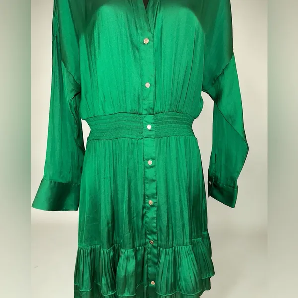 Maje- Rumia Dress Elegant Green Button-Down Dress Size 40 Size 8 US - Image 7