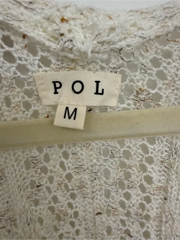 POL Light Cream Open Knit Women's Open Cardigan Sweater Women’s Size M - Image 3