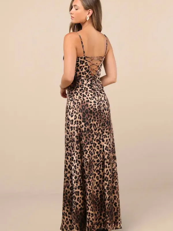 Lulu's Leopard Print Maxi Dress with Black Waist Panel - Image 3