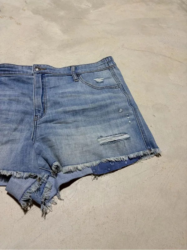 Aerie Light Blue Distressed Denim Shorts XL - Image 5