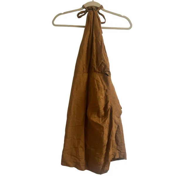 ✨Bardot Goddess Halter Linen Tan Sz 2 Dress✨ - Image 3