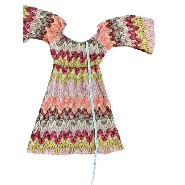 Judith March multicolor textured bell sleeve‎ dress hippie boho sz S - Image 9