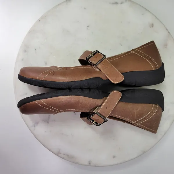 Natural Soul Naturalizer Leather Mary Jane Flats Womens 8 Brown Buckle Strap - Image 5