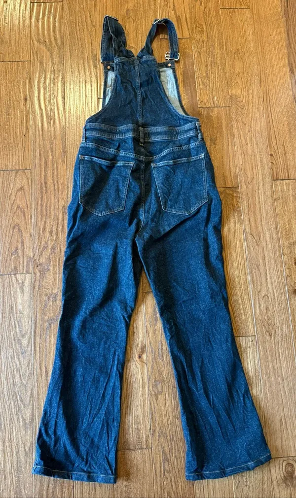Madewell flea market flare crop dark wash overalls size 6 - Image 8