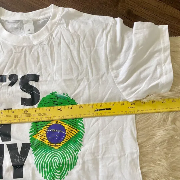 New unworn White Brazilian "It's in my DNA" Brazil Flag Graphic Print T-shirt M - Image 4