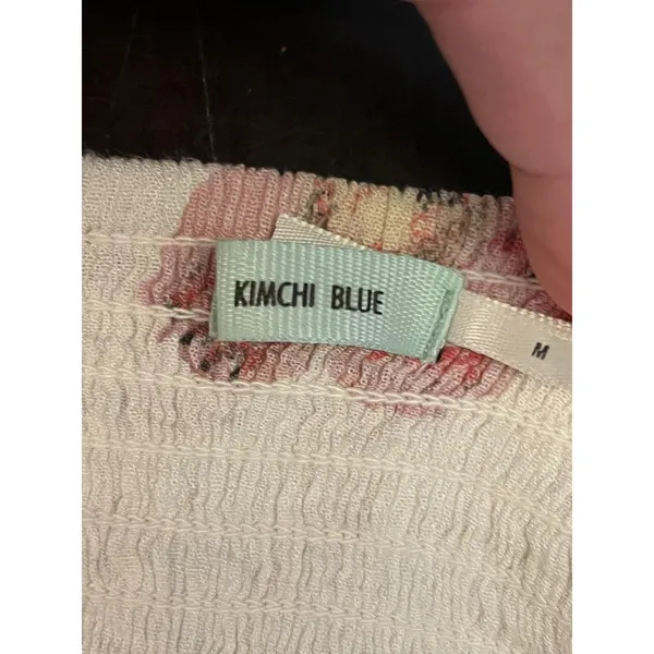 Kimchi Blue Romper Womens Medium White Floral Smocked Double Strap Boho - Image 10