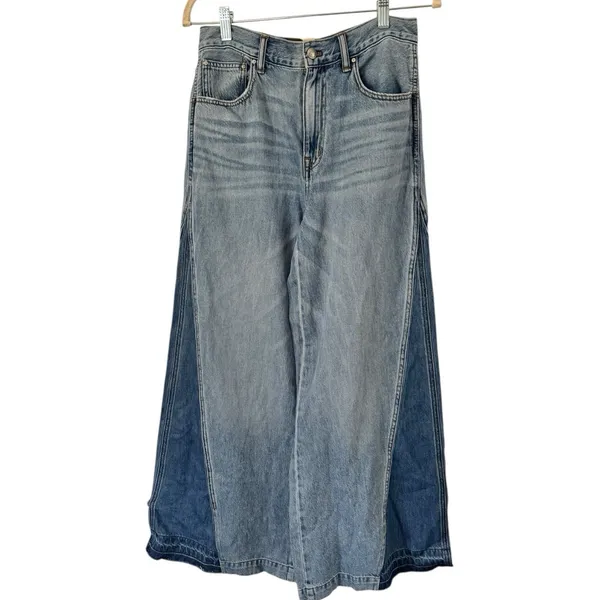 NWD Madewell Wide Sweep Jeans Parson Wash Airy Denim Size 25 Wide Leg Two Tone - Image 4