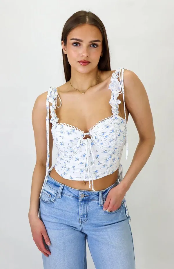 Sky to moon corset floral top small - Image 2