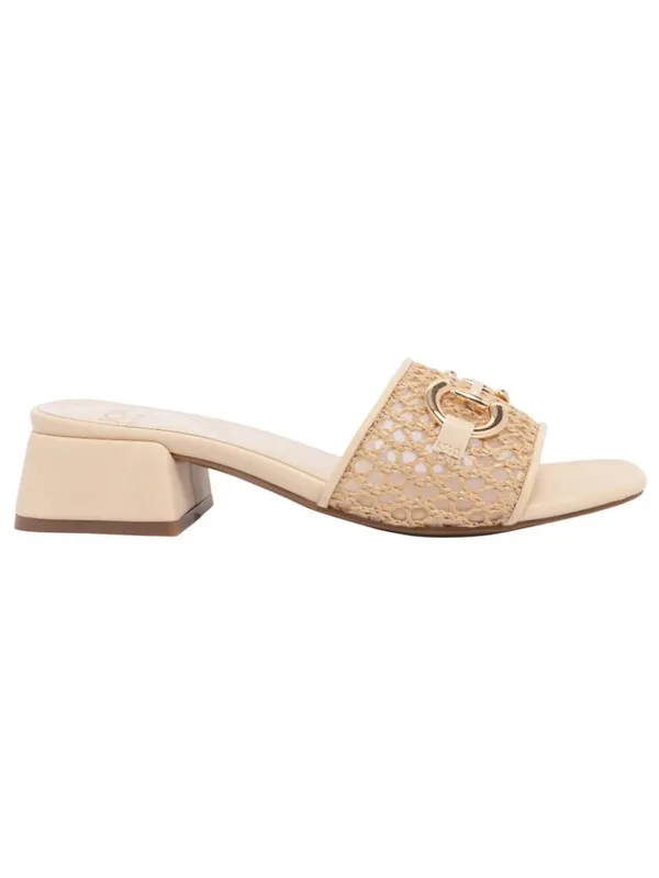 NWT Jones New York Heel Square Toe Horsebit Hardware Mesh Sandals Tan Brown 6M - Image 2