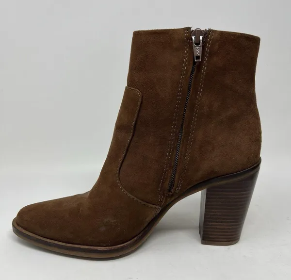 Gianni Bini Tovyy Booties Brown Suede Leather Block Heel Zip Up Women’s Size 7.5 - Image 8