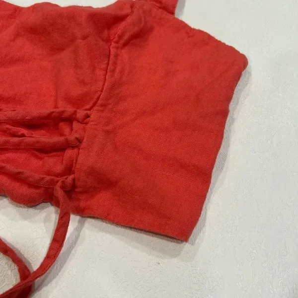 Abercrombie & Fitch Red Crop Top Size L Lace-Up Corset Style - Image 4
