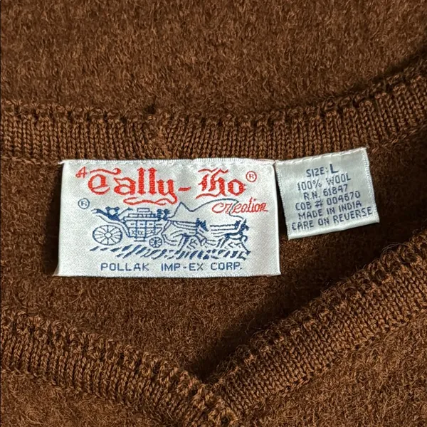Vintage 60s Tally Ho 100% Wool Sweater Old Money Heritage Cottagecore Cabincore - Image 6
