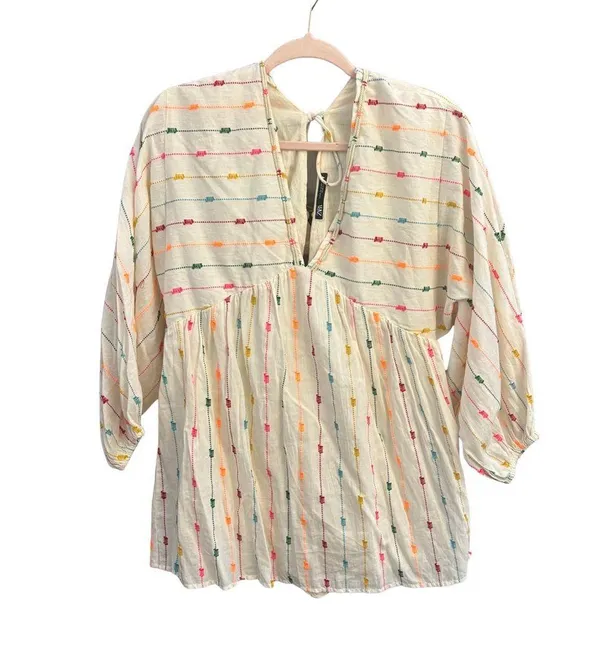 Zara Colorful Multicolor Dotted V-Neck Mini Dress Romper - Image 5