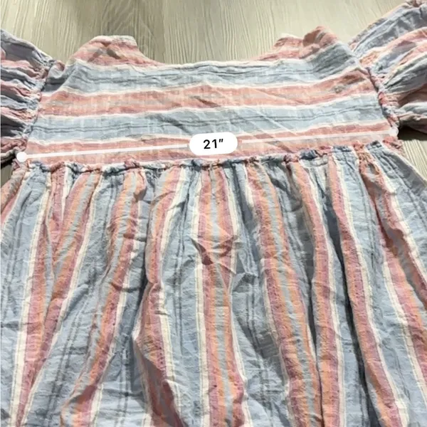 Free People Summer Nights‎ Blue Lagoon Oversized Striped Babydoll Dress Sz XS - Image 10