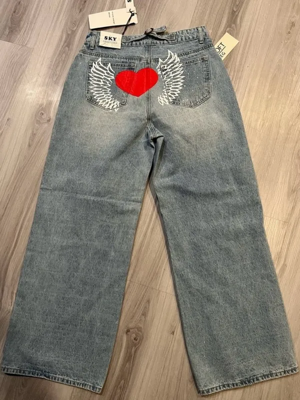 SKY Women's Wide Leg Light Blue Jeans - Image 7