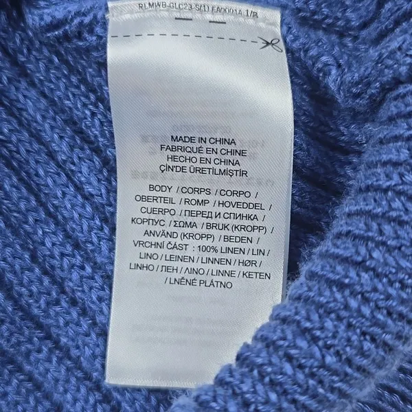 Lauren Ralph Lauren NWOT Mixed Knit Boatneck Sweater 100% Linen Steel Blue Sz XS - Image 8