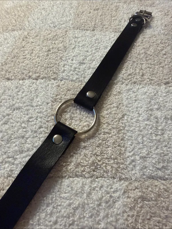 iHeartRaves NEW Black Faux Leather O-Ring Choker Necklace - Image 5