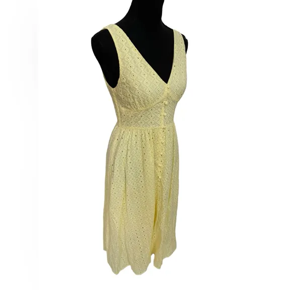Love Bonito V-Neck Eyelet Midi Dress in Pale Yellow - Image 4
