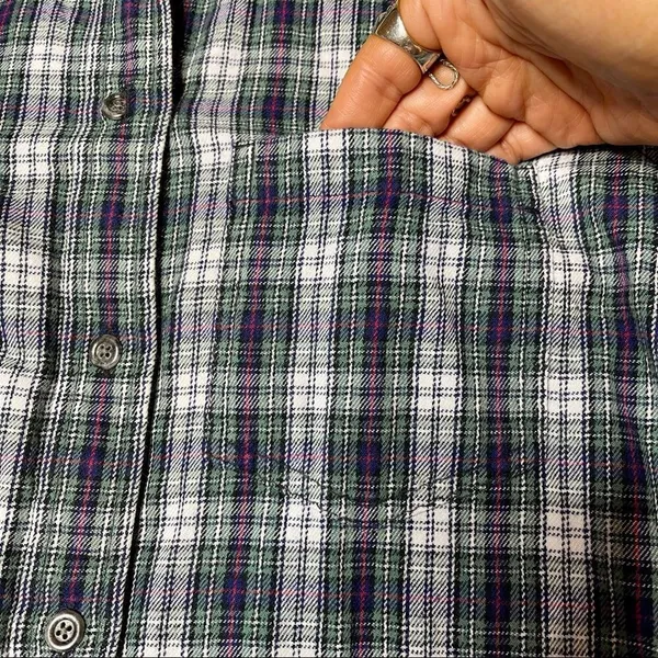 Madewell Flannel Slim Ex-Boyfriend Shirt Green Coltrane Plaid E6002 Size Small‎ - Image 8