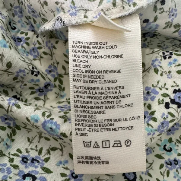 Free People Petunia Mini Dress Small Blue Floral Smocked Boho Cottagecore‎ - Image 15