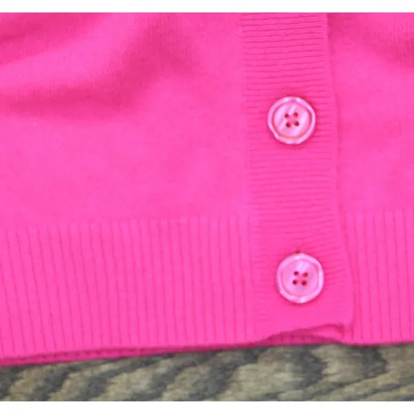 NWT Aqua Womens Front Button Cashmere V-Neck Cardigan Sweater V10337 Neon Pink M - Image 13