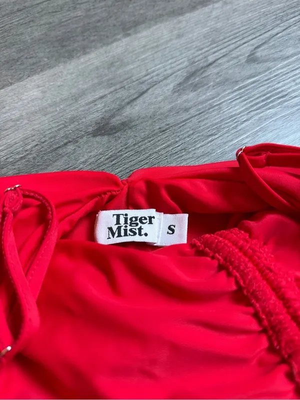 Tiger Mist Red Ruched Bodycon Mini Dress Small Going Out - Image 3