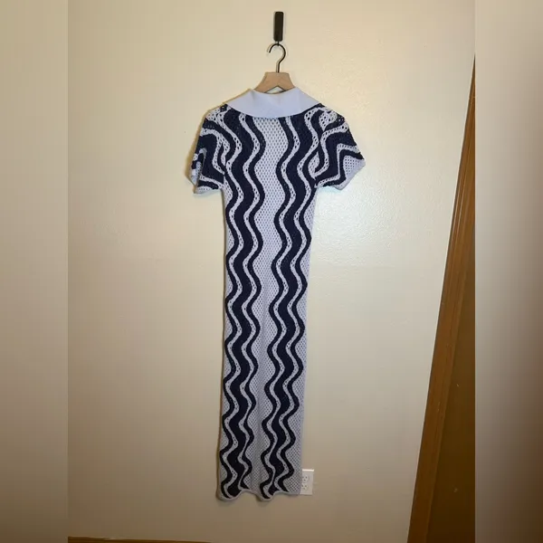 Brodie Wispr Wave Pointelle Maxi Dress- Frost Blue/Insignia‎ Blue - Image 6