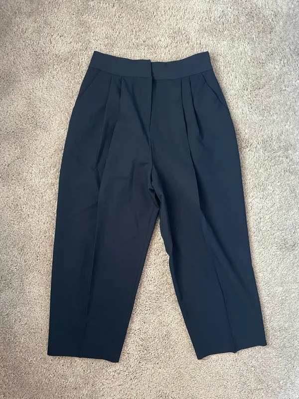 Asos Pleated Tapered Navy Trousers - Image 2