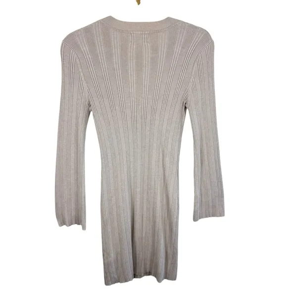 Olive & Oak Tan Rayon Ribbed Knit Long Sleeve Light Above Knee Sweater Dress M‎ - Image 2