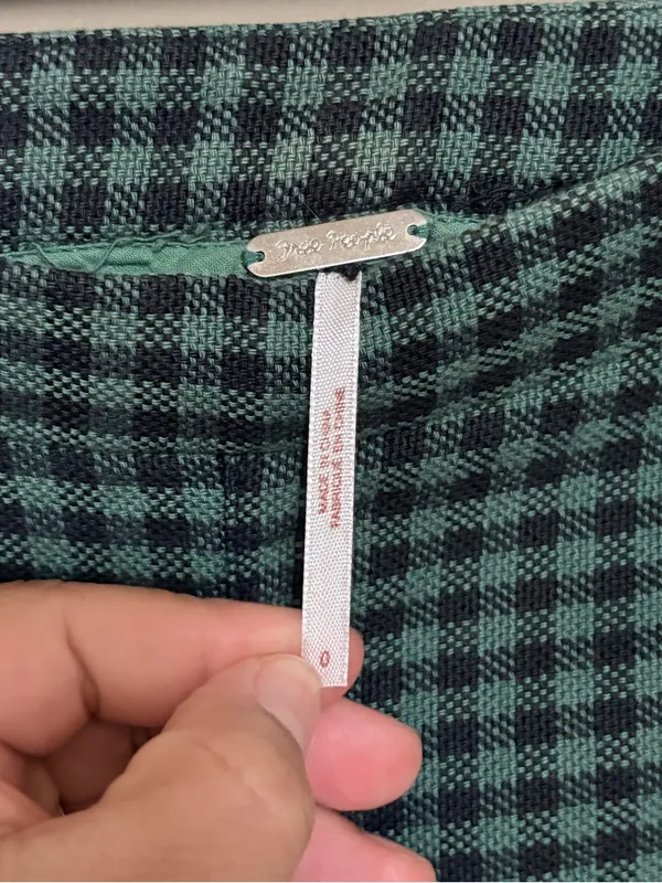 Free People Dark Green and Black Gingham pants - Image 4