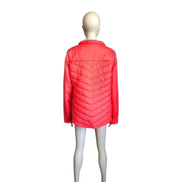 The North Face Coral Red Puffer Zip Up Jacket - Image 4