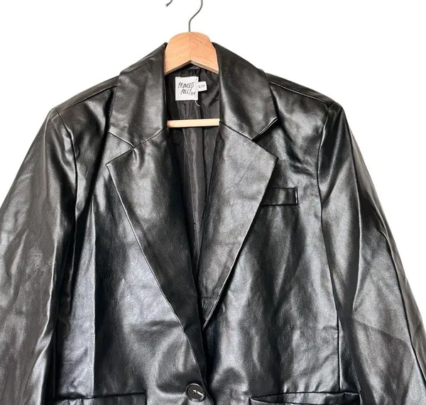 Princess Polly Women's Black faux Leather blazer Jacket M - Image 5
