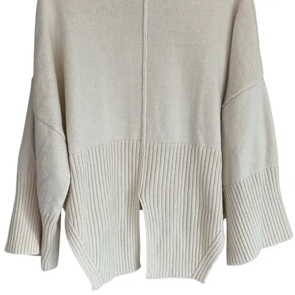 Topshop Womens Cream V-Neck Split Back Oversized Knit Sweater Ivory XS 0-2‎ - Image 8