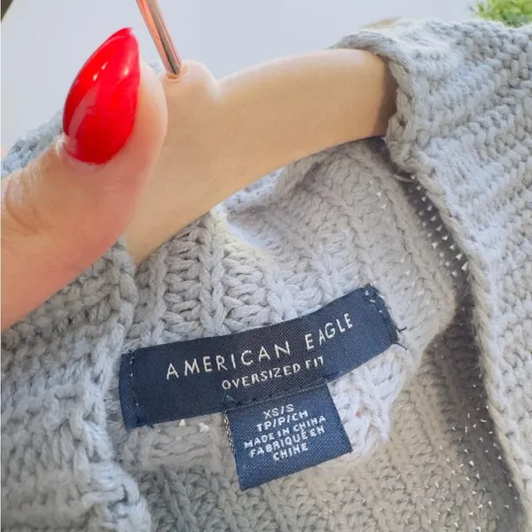 AMERICAN EAGLE‎ Light Blue Knit Mock Neck Sweater Size S\XS - Image 9