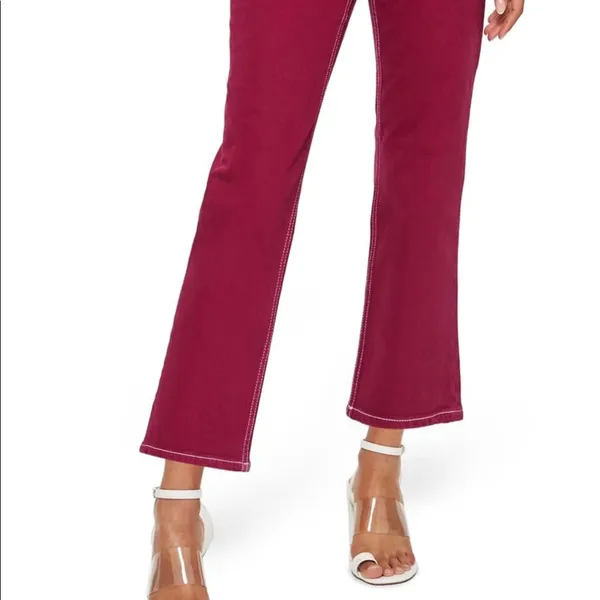 Topshop MOTO Cassis Purple High Rise Straight Leg Flare Jeans Size 28 NWT - Image 3