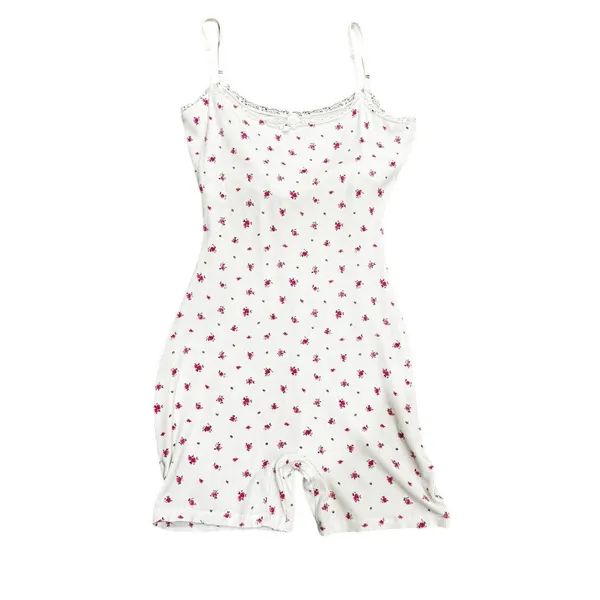 SKIMS White Soft Lounge Lace Romper Neon Orchid Rose Floral – Sold Out – Size M - Image 2