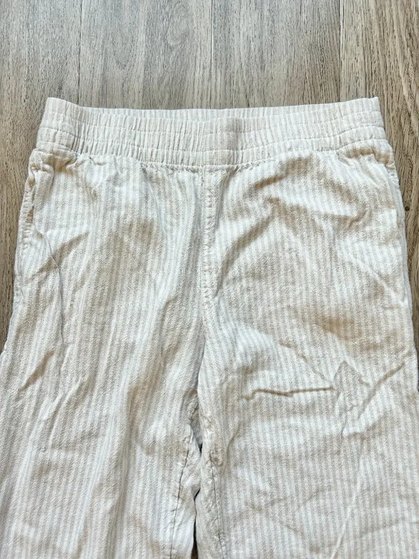Old Navy Linen Pinstripe Straight Leg Pull On Pants Summer Breathable Size M - Image 3