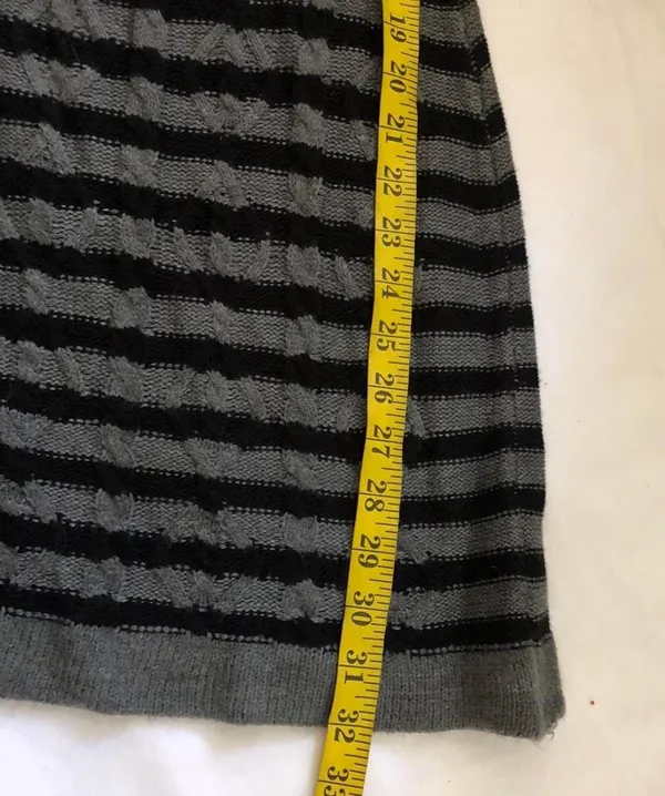 2000s Gothic Emo Punk Whimsygoth Grey black striped sweater dress long sleeve-S Measurement in pics - Image 7