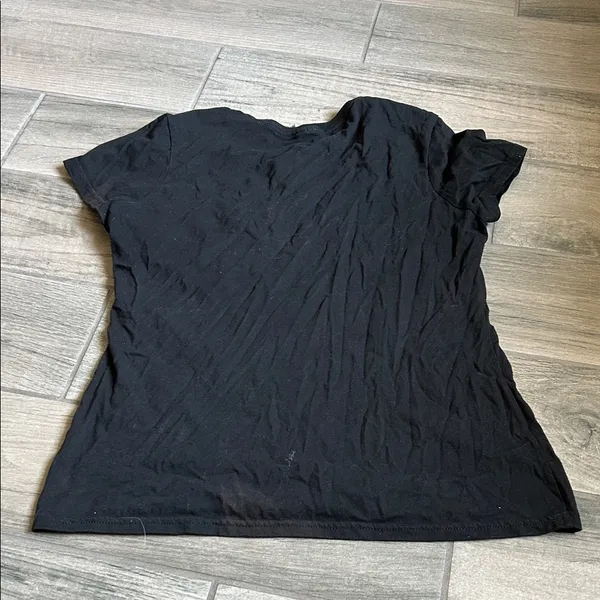 Port and Company Black V-Neck Tee with Green Script - Image 6