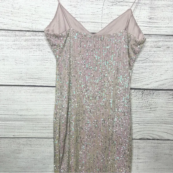 Iridescent Blush Sequin Sparkle Mini Slip Dress Size Small Party Glam Cocktail - Image 7