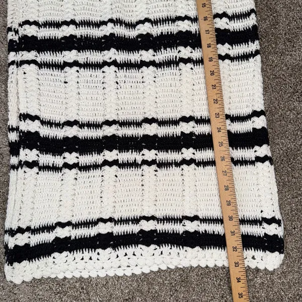 Free People Beach Crochet Set Women Medium Ivory Black Good Striped 2-Piece - Image 10