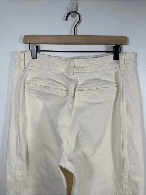 Madewell‎ Tapered Denim Trousers 32 Vintage Ivory High Rise Jeans NS363 $148 - Image 6