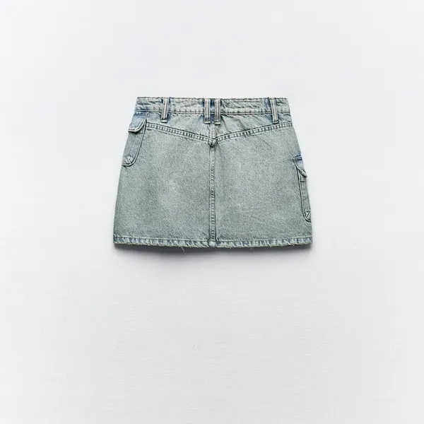 NWT ZARA DENIM CARGO MINI SKIRT. Size Large - Image 9