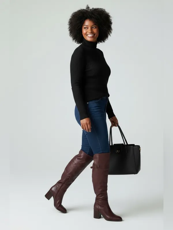 Franco Sarto Women’s Tall Brown Leather Heeled Riding Boots wide calf - Image 2