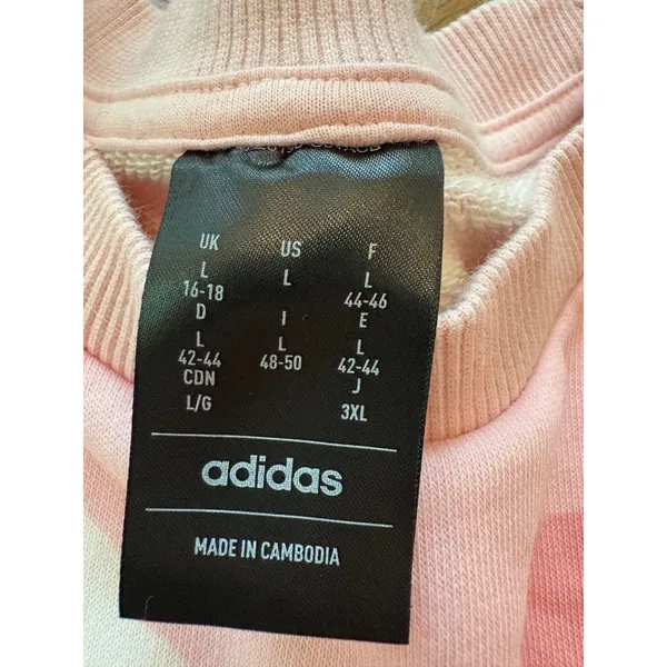 Adidas Womens Pink Camo Cropped Sweatshirt 3-Stripe Pullover Large DA28190 - Image 6