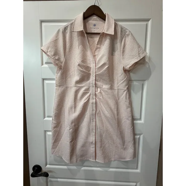 Renwick Sport Pink Stripe Seersucker Court Dress Large Tennis Preppy Coastal - Image 2