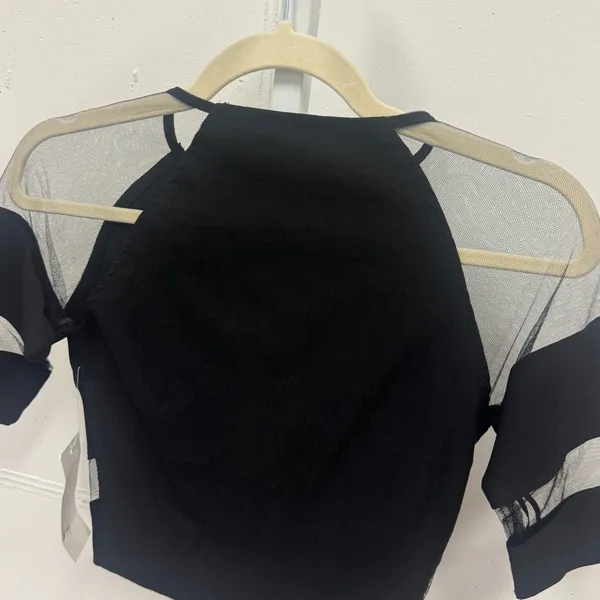 NWT Tobi Black Mesh Panel Crop Top Sheer Sleeve FFTP01 Small Night Out Festival - Image 5