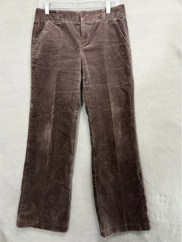 Stretchtech Women's Brown Corduroy Flared Pants Mid Rise Stretch Pockets - Image 2