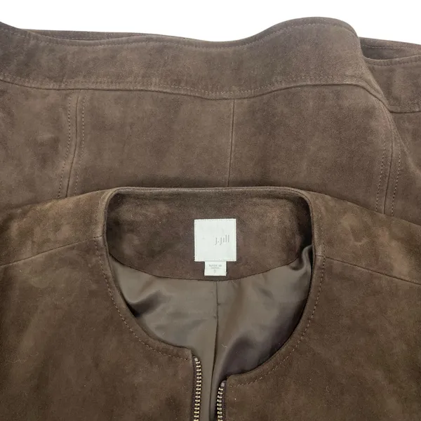 J. Jill Genuine Suede Leather Zip Jacket Walnut Brown Size S - Image 10